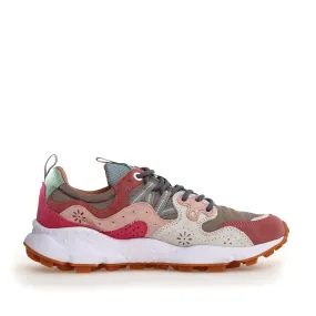 Sneakers Yamano rosa taupe e top suede fuxia